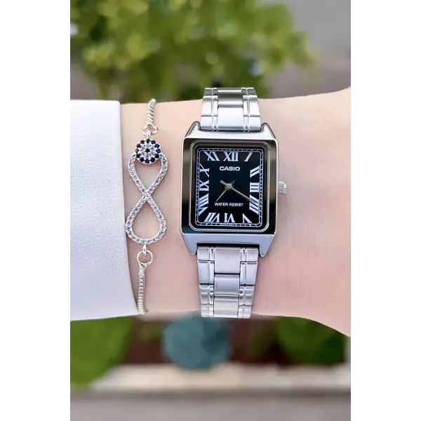 Casio CSISTE43 Kadranı Siyah Kordonu Gümüş Renk Hediye Paketli Kadın Kol Saati