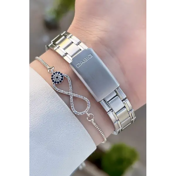 Casio CSISTE43 Kadranı Siyah Kordonu Gümüş Renk Hediye Paketli Kadın Kol Saati