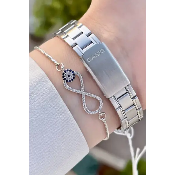 Casio CSISTE69 Kadranı Siyah Kordonu Gümüş Renk Hediye Paketli Kadın Kol Saati