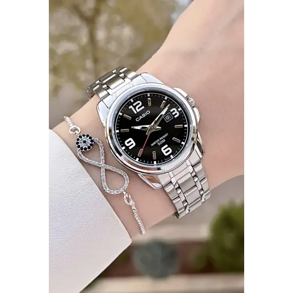 Casio CSISTE175 Kadranı Siyah Kordonu Metalik Renk 2 Yıl Garantili Kadın Kol Saati