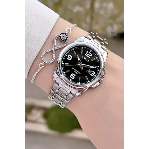 Casio CSISTE175 Kadranı Siyah Kordonu Metalik Renk 2 Yıl Garantili Kadın Kol Saati