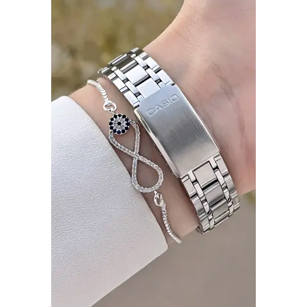 Casio CSISTE175 Kadranı Siyah Kordonu Metalik Renk 2 Yıl Garantili Kadın Kol Saati