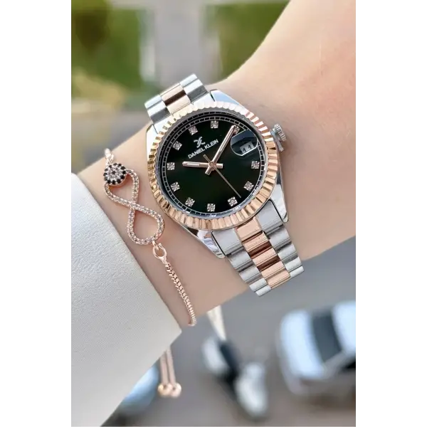 Kadranı Siyah Kordonu Rose Gümüş Renk 33 Mm Hediye Paketli Kadın Kol Saati ve Bileklik