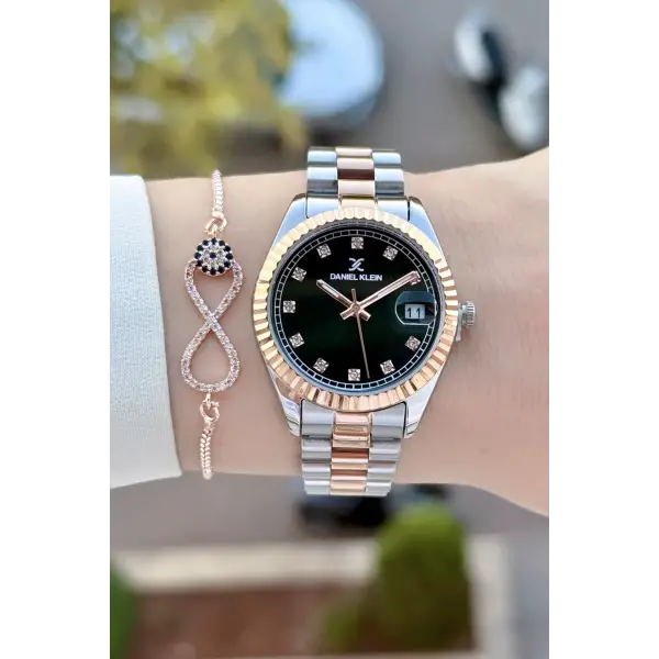 Kadranı Siyah Kordonu Rose Gümüş Renk 33 Mm Hediye Paketli Kadın Kol Saati ve Bileklik