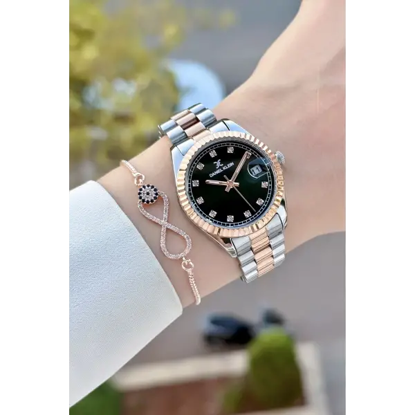 Kadranı Siyah Kordonu Rose Gümüş Renk 33 Mm Hediye Paketli Kadın Kol Saati ve Bileklik