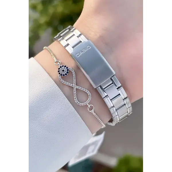 Casio CSISTE44 Kadranı ve Kordonu Gümüş Renk Hediye Paketli Kadın Kol Saati