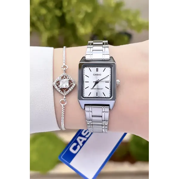 Casio CSISTE37 Kadranı ve Kordonu Gümüş Renk Hediye Paketli Kadın Kol Saati