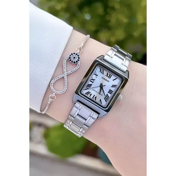 Casio CSISTE44 Kadranı ve Kordonu Gümüş Renk Hediye Paketli Kadın Kol Saati