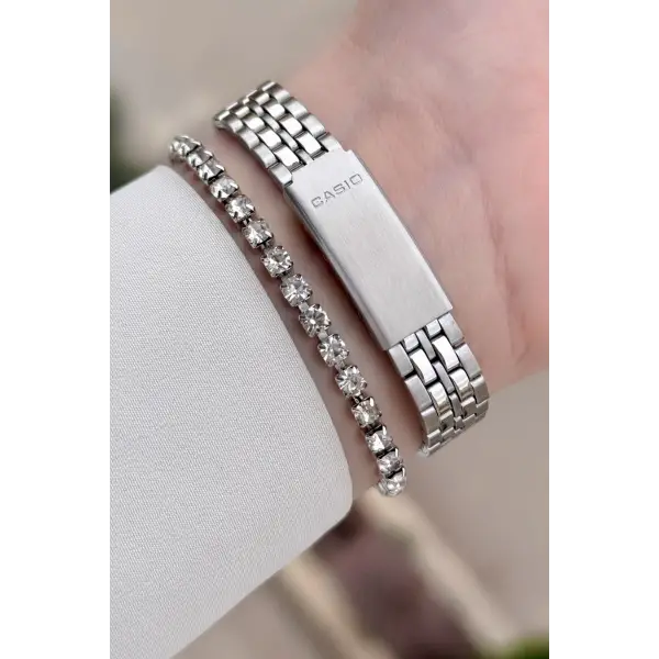 Casio CSISTE207 Casio Kadranı ve Kordonu Gümüş Renk Kadın Kol Saati