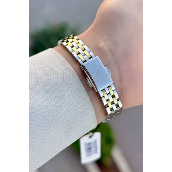 Kadranı Yeşil Kordonu Gold Gümüş Renk Hediye Paketli 21 Mm Kadın Kol Saati