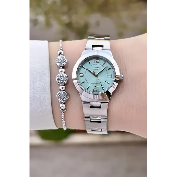 Casio CSISTE135 Kadranı Yeşil Kordonu Gümüş Renk Kadın Kol Saati