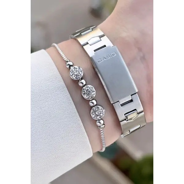 Casio CSISTE135 Kadranı Yeşil Kordonu Gümüş Renk Kadın Kol Saati