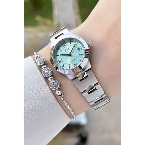 Casio CSISTE135 Kadranı Yeşil Kordonu Gümüş Renk Kadın Kol Saati