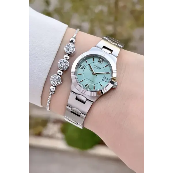 Casio CSISTE135 Kadranı Yeşil Kordonu Gümüş Renk Kadın Kol Saati