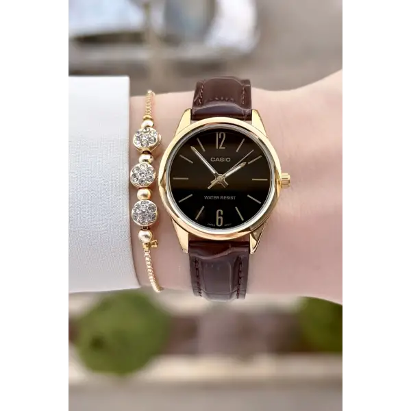 Casio CSISTE216 Casio Kasası Gold Kadranı Siyah Renk Hediye Paketli Kadın Kol Saati
