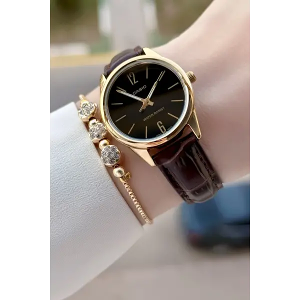 Casio CSISTE216 Casio Kasası Gold Kadranı Siyah Renk Hediye Paketli Kadın Kol Saati