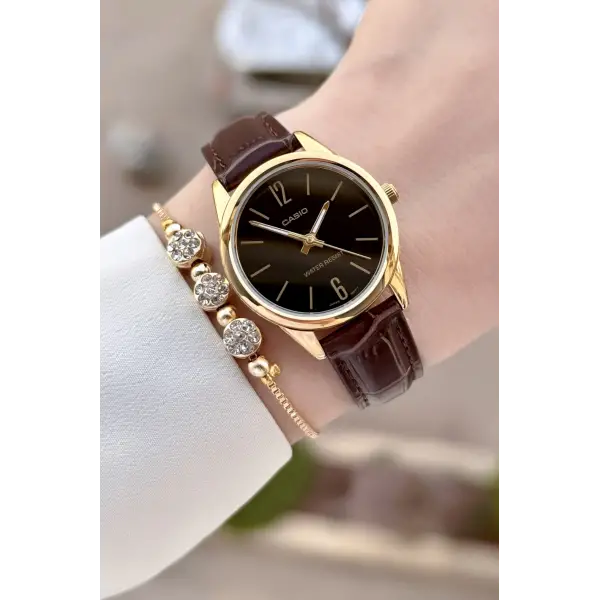 Casio CSISTE216 Casio Kasası Gold Kadranı Siyah Renk Hediye Paketli Kadın Kol Saati