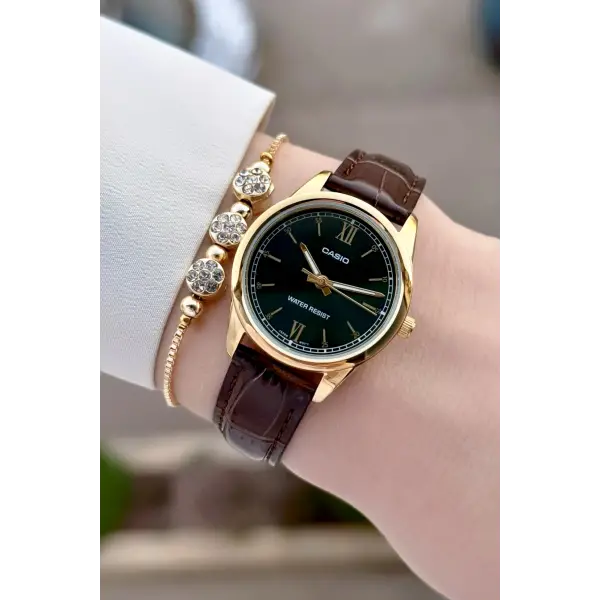 Casio CSISTE219 Casio Kasası Gold Kordonu Kahverengi Renk Hediye Paketli Kadın Kol Saati