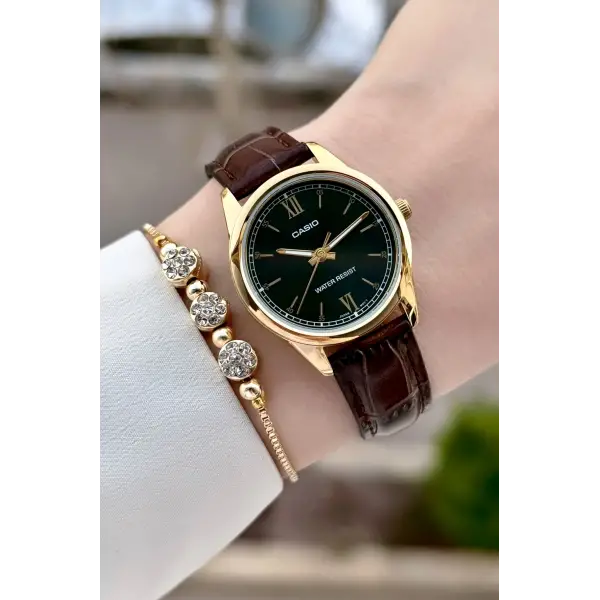 Casio CSISTE219 Casio Kasası Gold Kordonu Kahverengi Renk Hediye Paketli Kadın Kol Saati