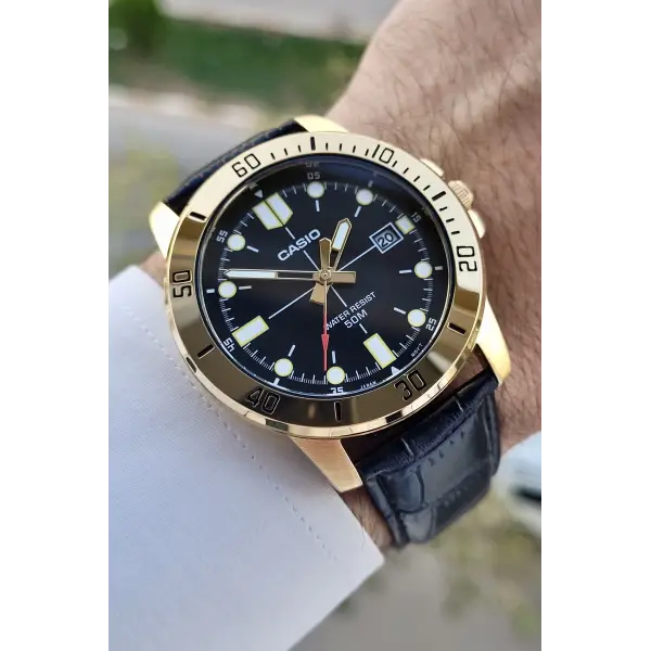 Casio CSISTE119 Kasası Gold Kordonu Siyah Renk Erkek Kol Saati