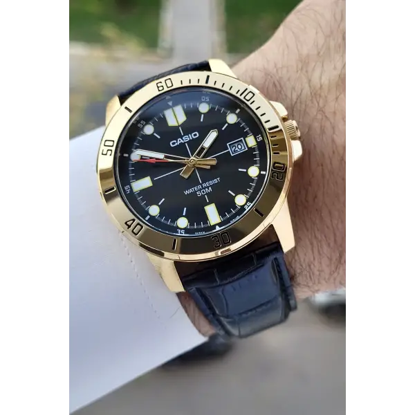 Casio CSISTE119 Kasası Gold Kordonu Siyah Renk Erkek Kol Saati
