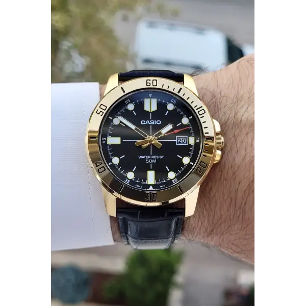 Casio CSISTE119 Kasası Gold Kordonu Siyah Renk Erkek Kol Saati