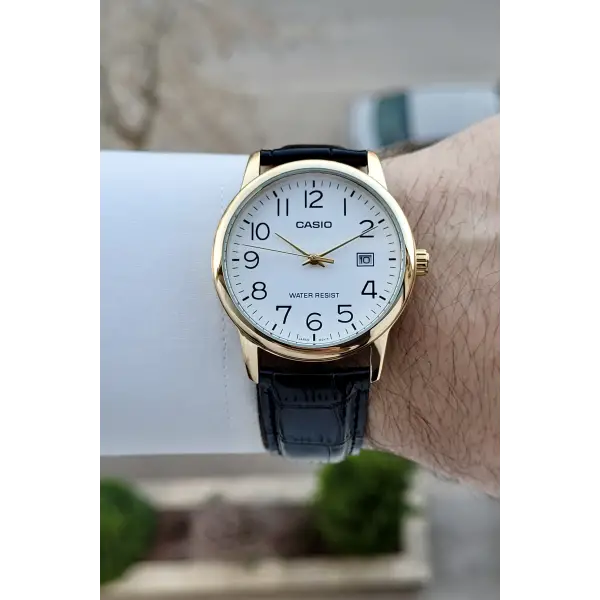 Casio CSISTE212 Casio Kasası Gold Kordonu Siyah Renk Takvimli Hediye Paketli Erkek Kol Saati