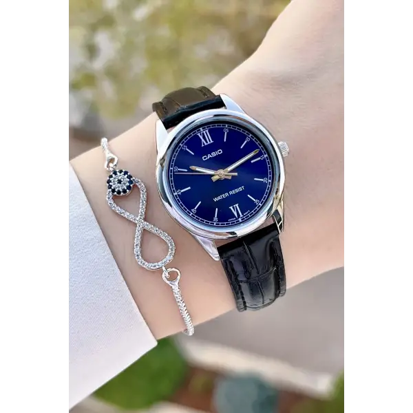 Casio CSISTE151 Kasası Gümüş Kadranı Lacivert Renk Kadın Kol Saati