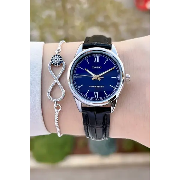 Casio CSISTE151 Kasası Gümüş Kadranı Lacivert Renk Kadın Kol Saati