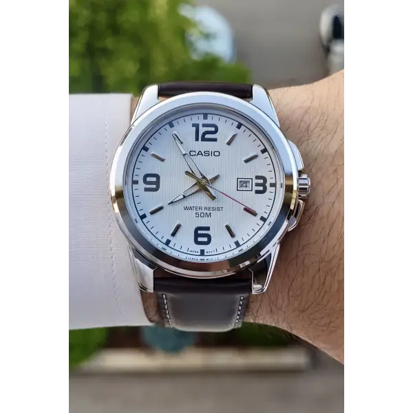 Casio CSISTE52 Kasası Gümüş Kordonu Kahverengi Renk 5 ATM Hediye Paketli Erkek Kol Saati