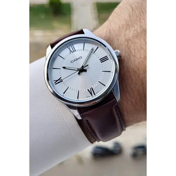 Casio CSISTE88 Kasası Gümüş Kordonu Kahverengi Renk Hediye Paketli Erkek Kol Saati