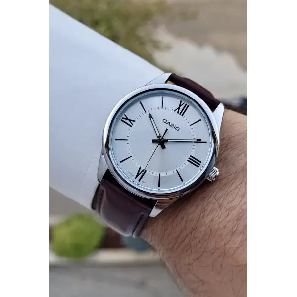 Casio CSISTE88 Kasası Gümüş Kordonu Kahverengi Renk Hediye Paketli Erkek Kol Saati
