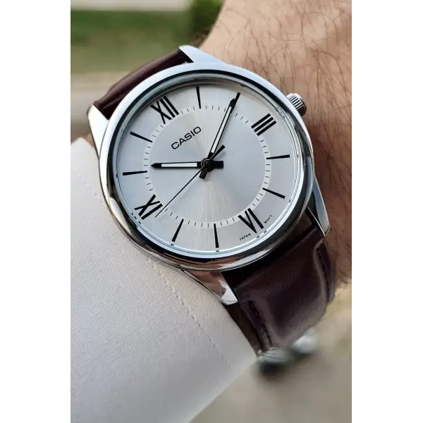 Casio CSISTE88 Kasası Gümüş Kordonu Kahverengi Renk Hediye Paketli Erkek Kol Saati