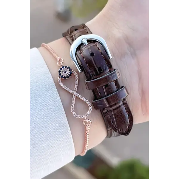 Casio CSISTE149 Kasası Gümüş Kordonu Kahverengi Renk Kadın Kol Saati