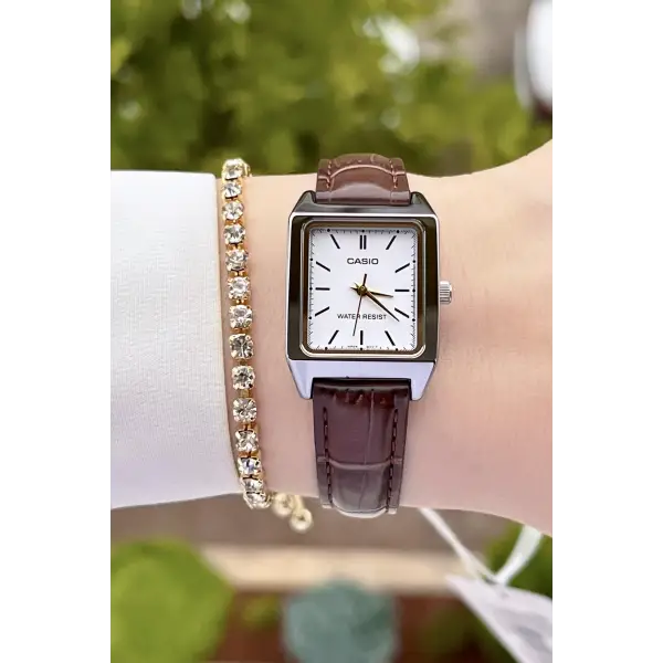 Casio CSISTE40 Kasası Gümüş Kordonu Kahverengi Renk Hediye Paketli Kadın Kol Saati