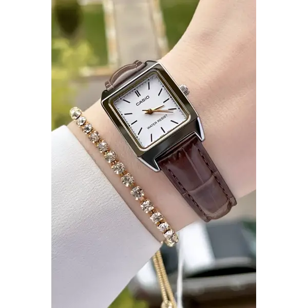 Casio CSISTE40 Kasası Gümüş Kordonu Kahverengi Renk Hediye Paketli Kadın Kol Saati