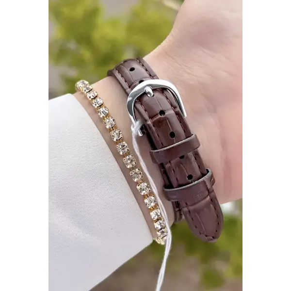 Casio CSISTE40 Kasası Gümüş Kordonu Kahverengi Renk Hediye Paketli Kadın Kol Saati