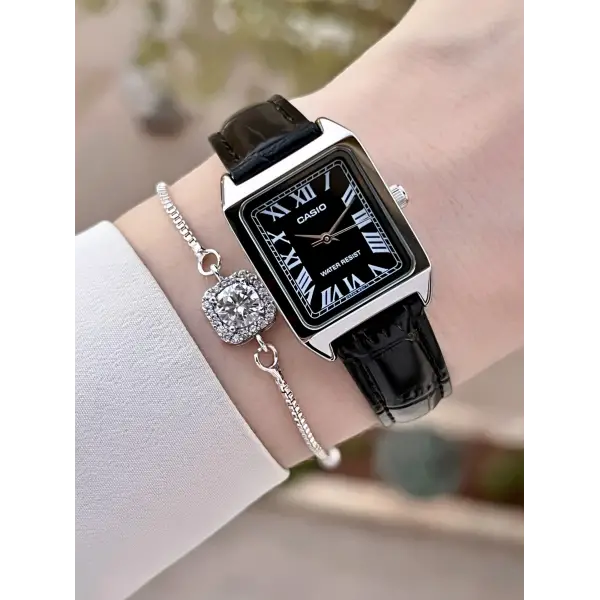 Casio CSISTE138 Kasası Gümüş Kordonu Siyah Renk Kadın Kol Saati