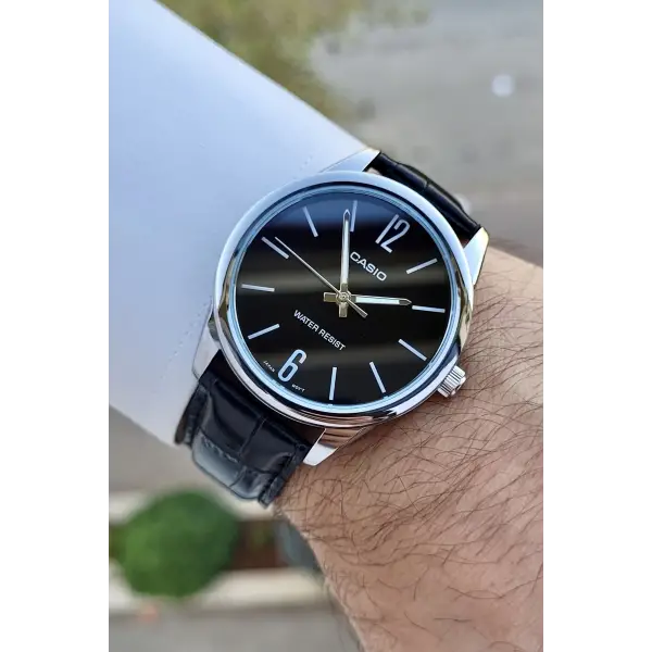 Casio CSISTE125 Kasası Gümüş Kordonu ve Kadranı Siyah Renk Erkek Kol Saati