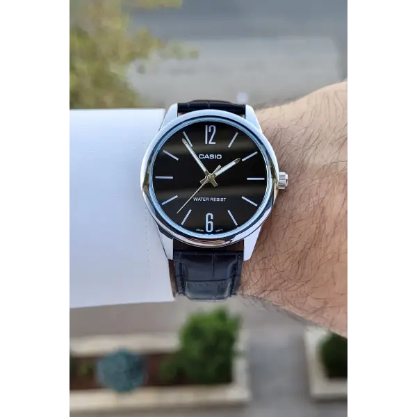 Casio CSISTE125 Kasası Gümüş Kordonu ve Kadranı Siyah Renk Erkek Kol Saati
