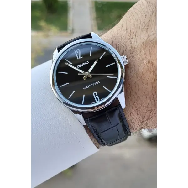 Casio CSISTE125 Kasası Gümüş Kordonu ve Kadranı Siyah Renk Erkek Kol Saati