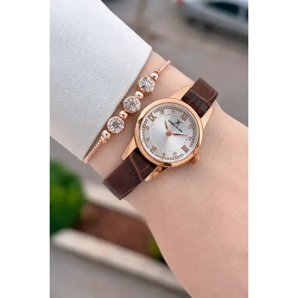 Kasası Rose Kordonu Siyah Renk 25 mm Hediye Paketli Kadın Kol Saati