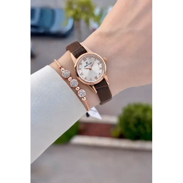 Kasası Rose Kordonu Siyah Renk 25 mm Hediye Paketli Kadın Kol Saati