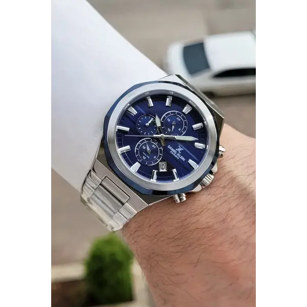 Lacivert Gümüş Renk 41 mm İç Göstergeleri Aktif Erkek Kol Saati