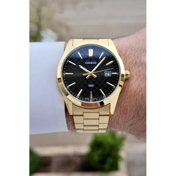 Casio Kadranı Siyah Kordonu Gold Renk Erkek Kol Saati