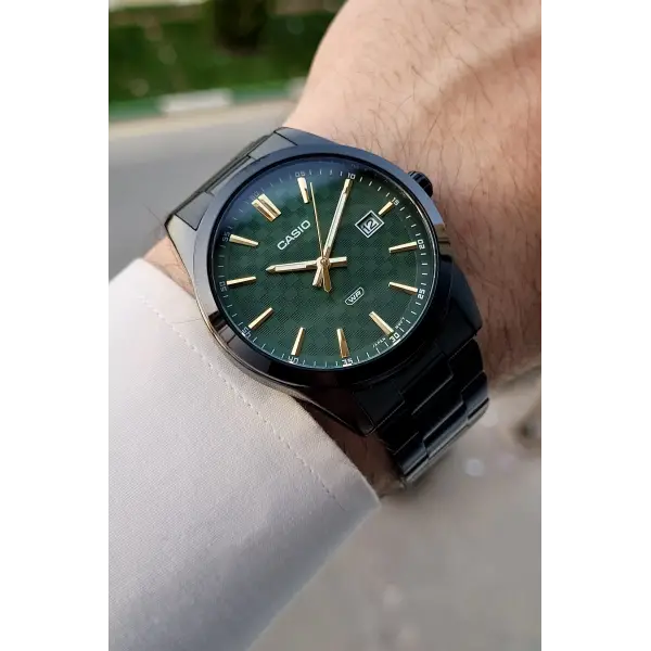 Casio Kadranı Yeşil Kordonu Siyah Renk Erkek Kol Saati