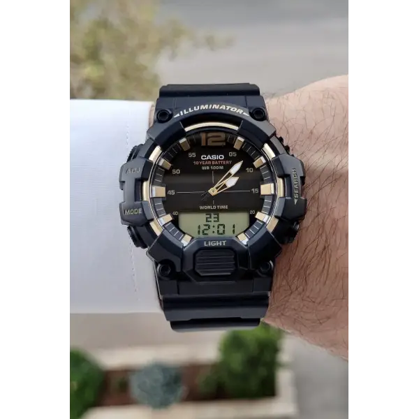 Casio CSISTE164 Rakamları Gold Kordonu Siyah Renk Analog Dijital Hediye Paketli Erkek Kol Saati
