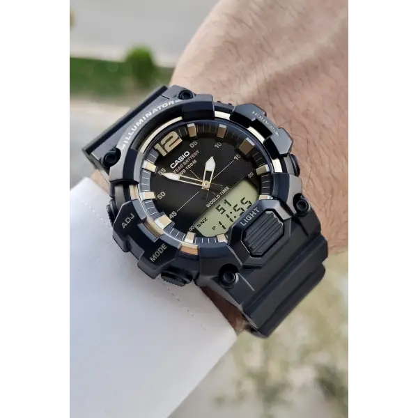 Casio CSISTE164 Rakamları Gold Kordonu Siyah Renk Analog Dijital Hediye Paketli Erkek Kol Saati