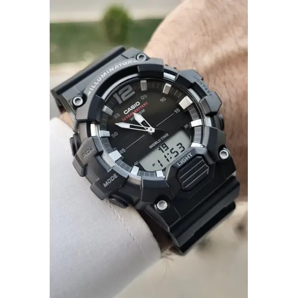 Casio CSISTE115 Rakamları Gümüş Kordonu Siyah Renk Analog Dijital Erkek Kol Saati