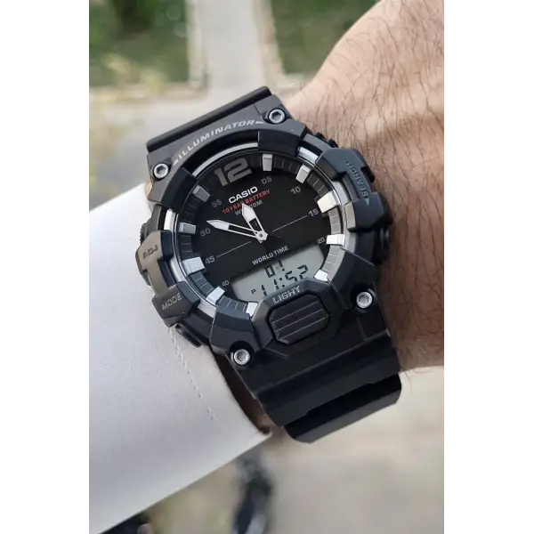Casio CSISTE115 Rakamları Gümüş Kordonu Siyah Renk Analog Dijital Erkek Kol Saati